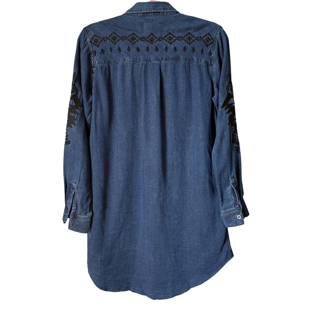 Rails Denim Shirt Dress XS Embroidered Western Boho Mini Dress - Picture 6 of 7